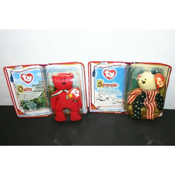 TY Beanie Baby 1999 International Bears II Osito Spangle McDonald's LOT (2) - Picture 1 of 12